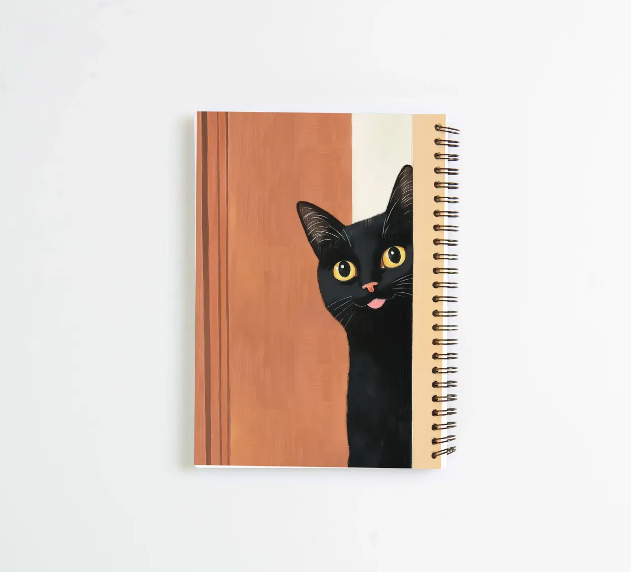 Curious Black Cat Peeking spiral notebook by Melloi Art Print