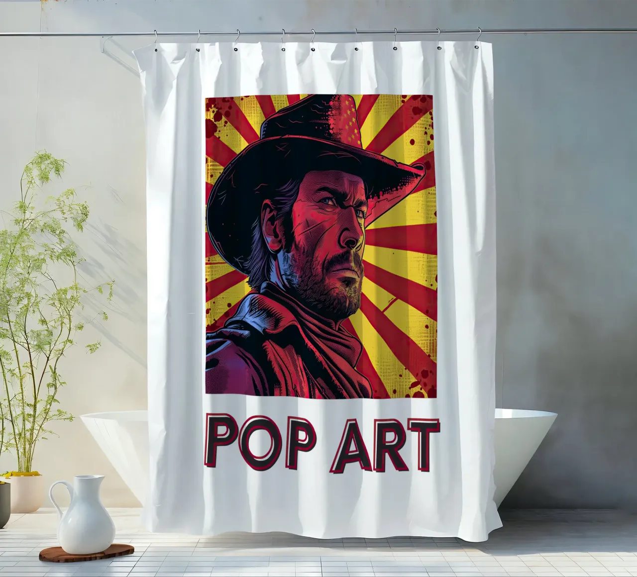 Pop-Art - Cowboy Duschvorhang von Nikis Art Studio
