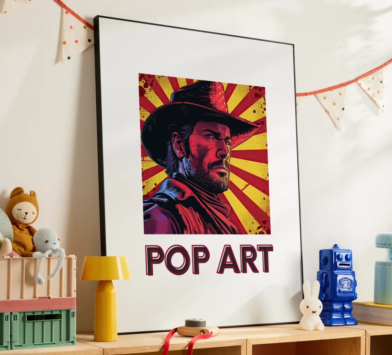 Pop Art - Cowboy alu-dibond by Nikis Art Studio