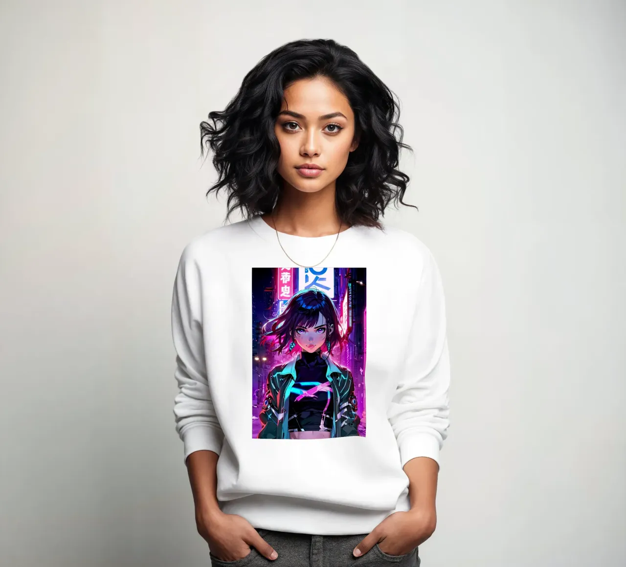 Ragazza Anime Cyberpunk felpa da ARTVI-SHOP