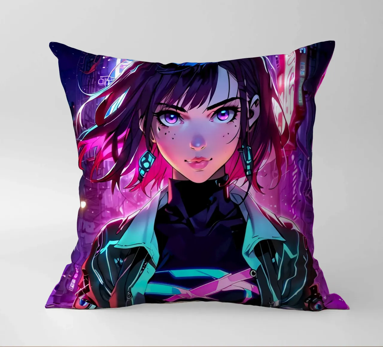 Ragazza Anime Cyberpunk cuscino da 🎁 ARTVI-SHOP