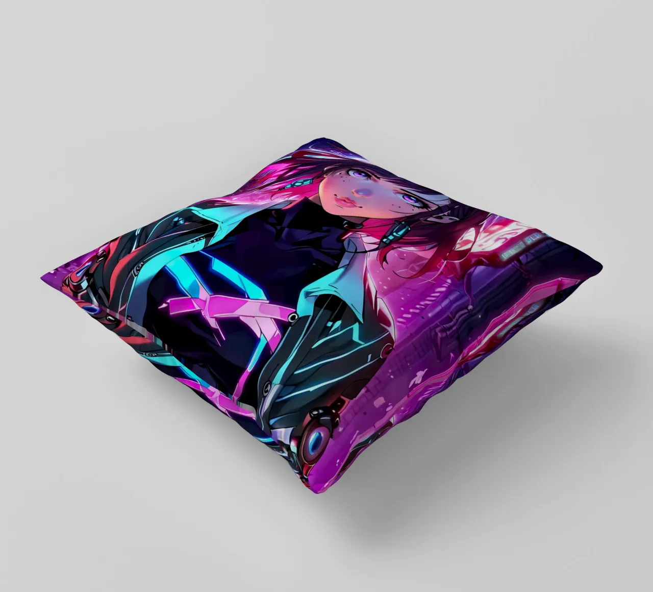 Ragazza Anime Cyberpunk cuscino da 🎁 ARTVI-SHOP