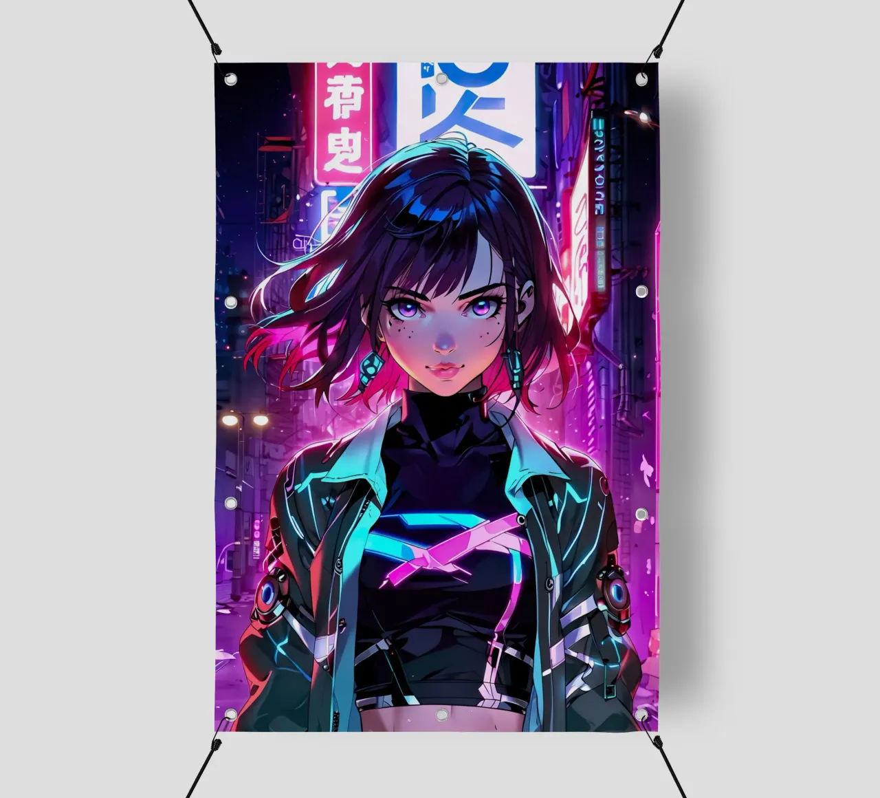 Ragazza Anime Cyberpunk telo in pvc da 🎁 ARTVI-SHOP