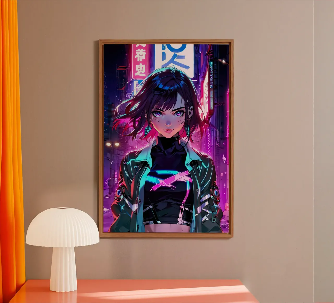 Cyberpunk Anime Girl alu-dibond by 🎁 ARTVI-SHOP