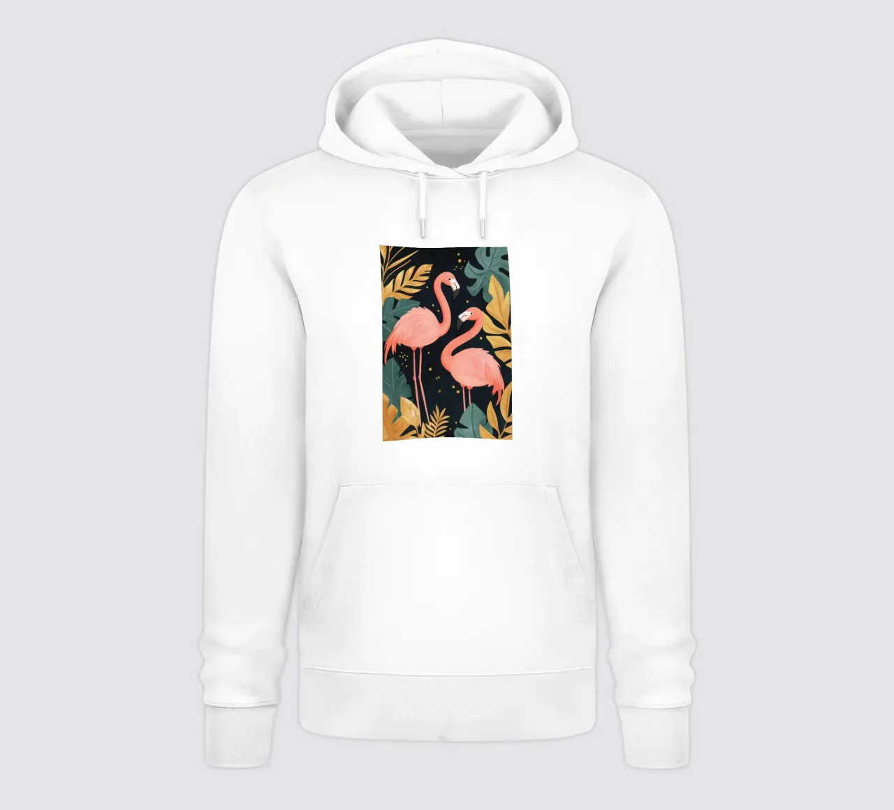 Flamingos inmitten von tropischem Laub Hoodie von Melloi Art Print