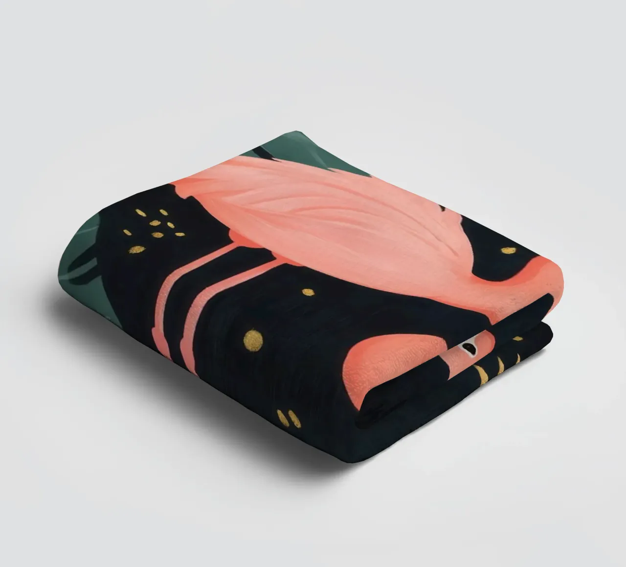 Fenicotteri tra il fogliame tropicale asciugamano da bagno da Melloi Art Print
