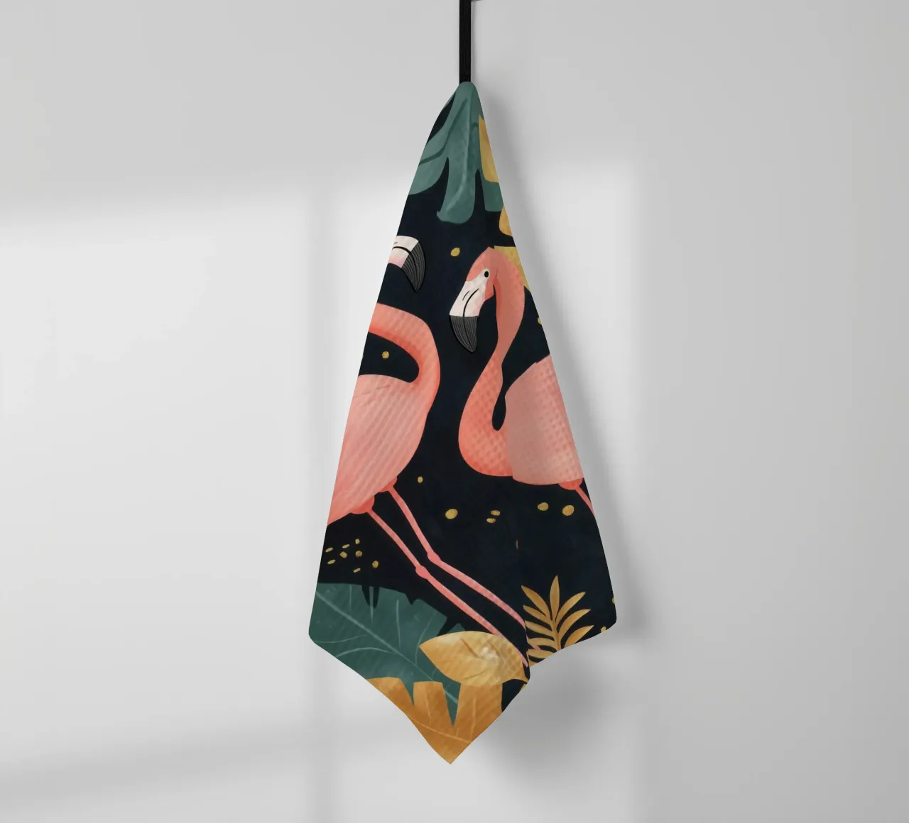 Fenicotteri tra il fogliame tropicale canovaccio da cucina da Melloi Art Print