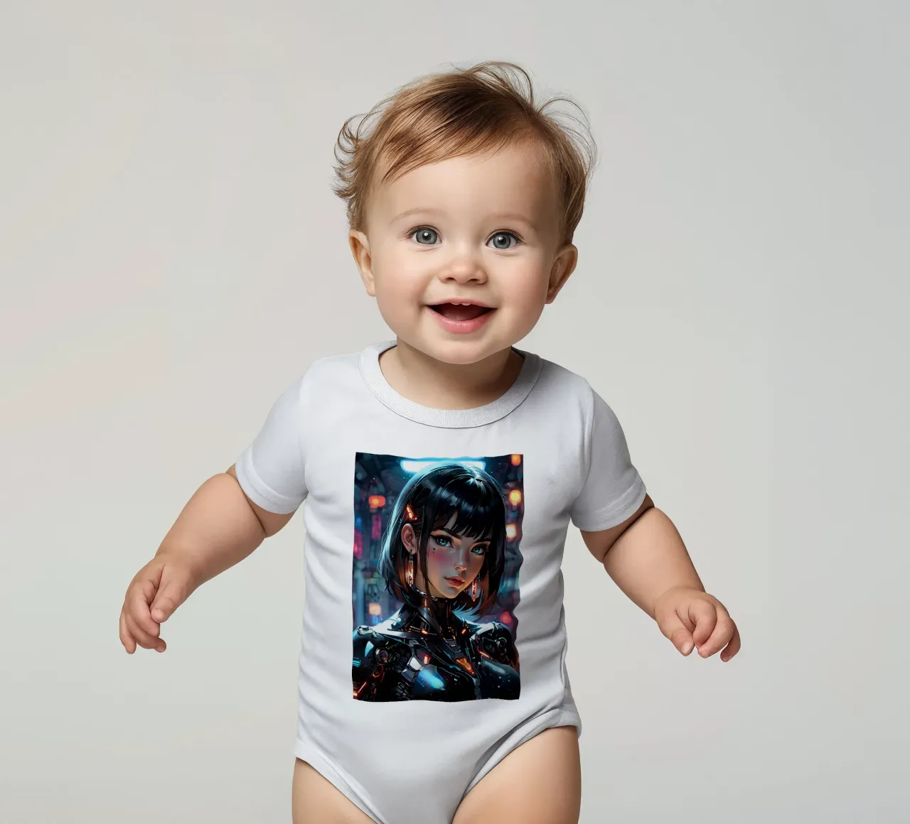 Ragazza Anime Cyberpunk body neonato maniche corte da 🎁 ARTVI-SHOP