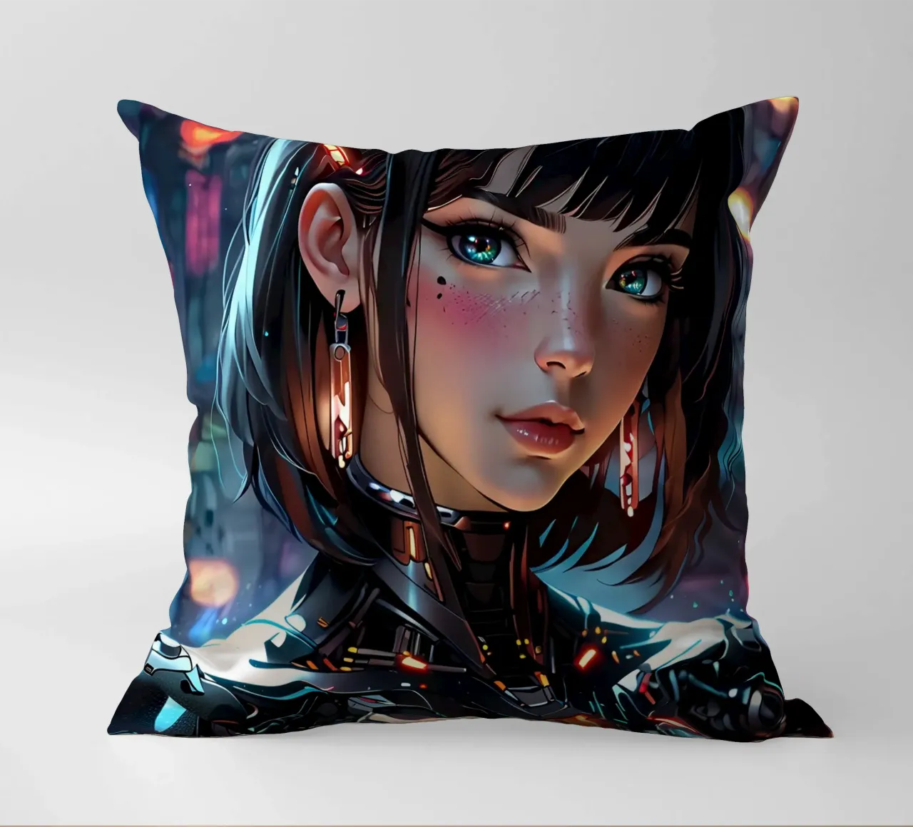 Ragazza Anime Cyberpunk cuscino da 🎁 ARTVI-SHOP