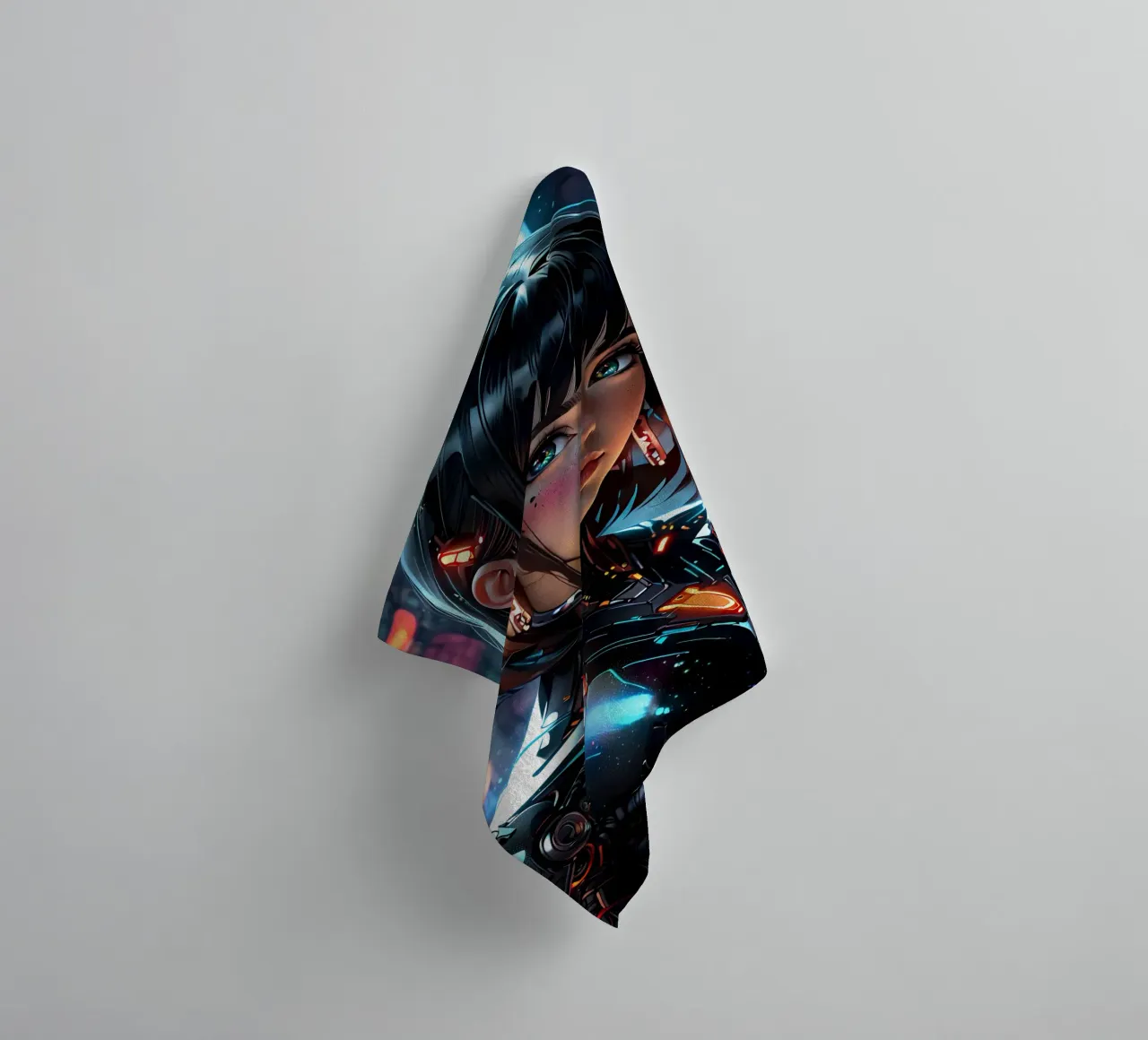 Ragazza Anime Cyberpunk asciugamano da bagno da 🎁 ARTVI-SHOP