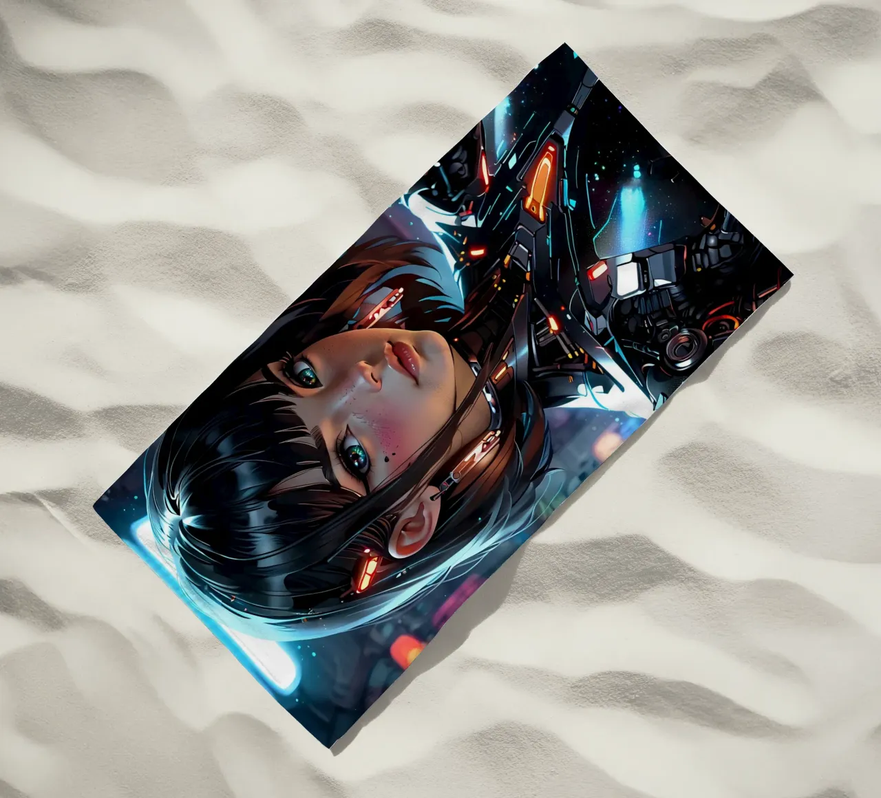 Ragazza Anime Cyberpunk telo mare da 🎁 ARTVI-SHOP
