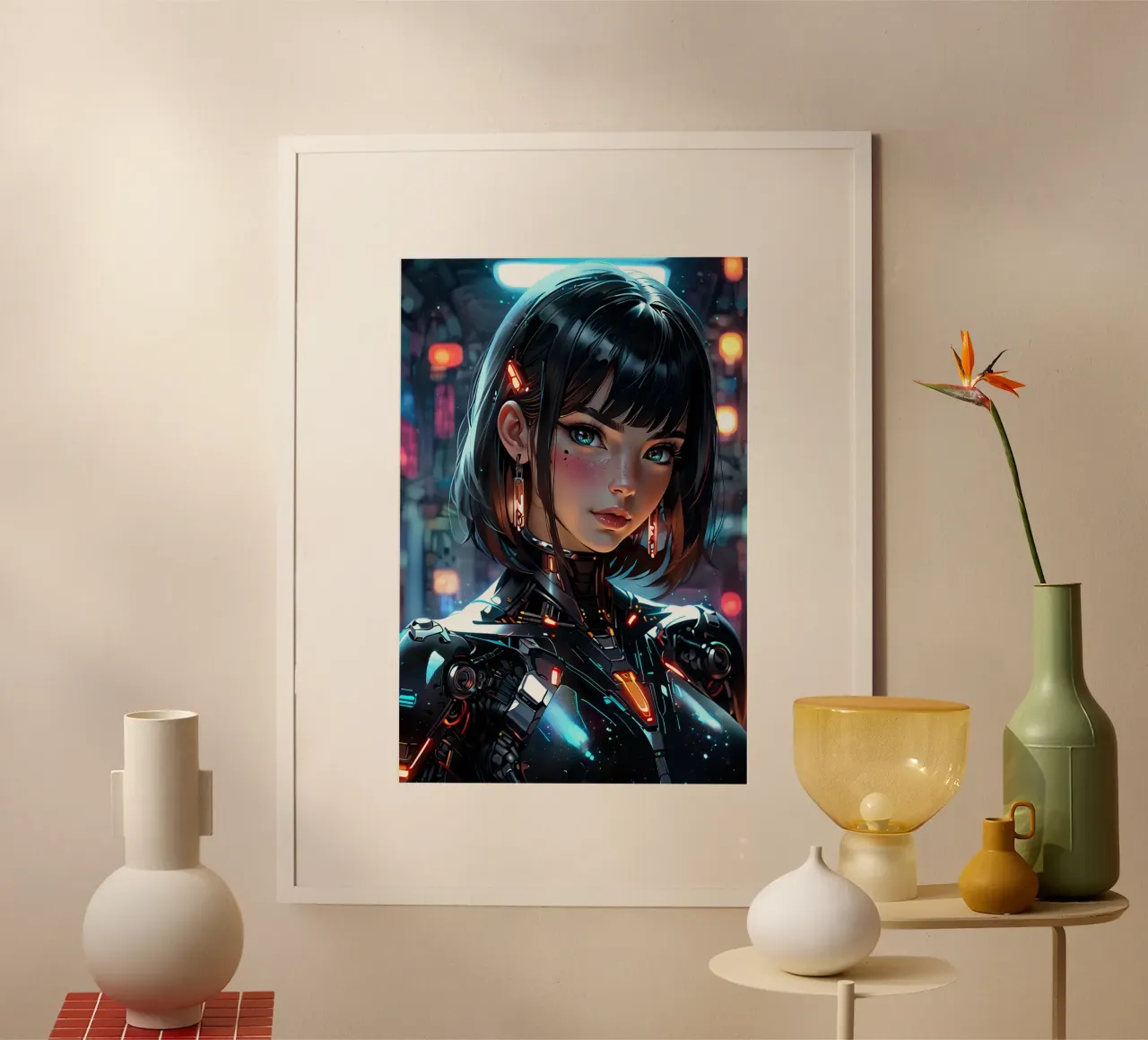 Ragazza Anime Cyberpunk carta hahnemühle da 🎁 ARTVI-SHOP
