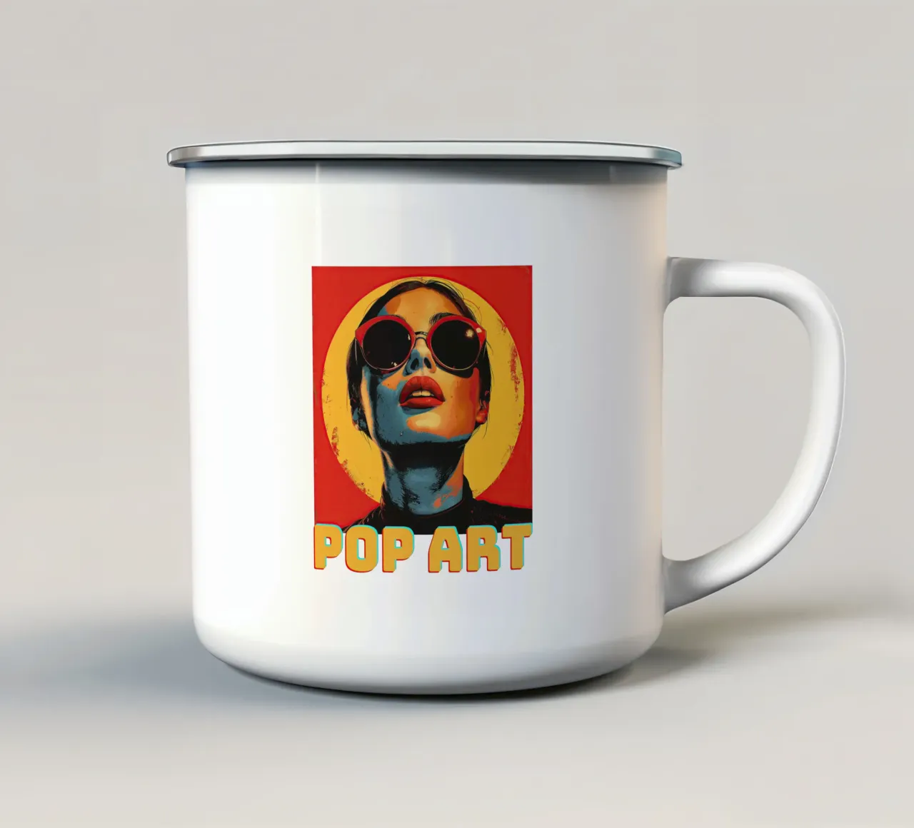 Pop Art enamel mug by Nikis Art Studio