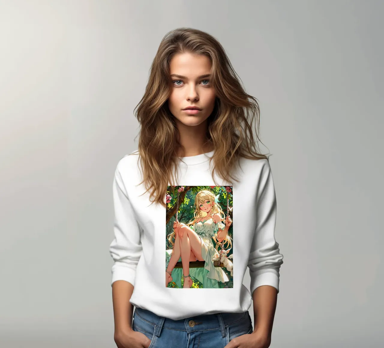 Ragazza Anime sull'altalena felpa da ARTVI-SHOP