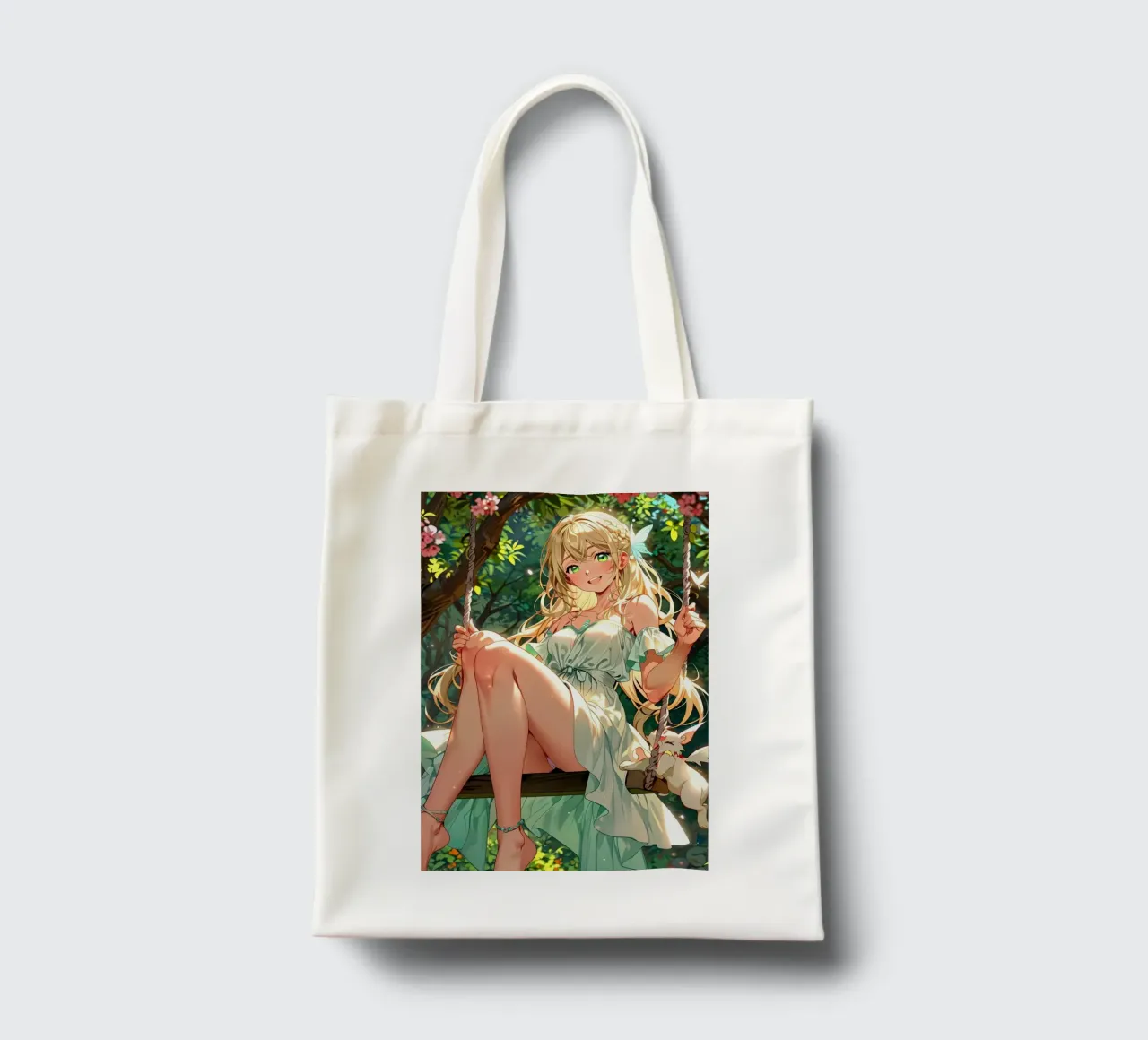 Anime Girl on Swing tote bag by 🎁 ARTVI-SHOP