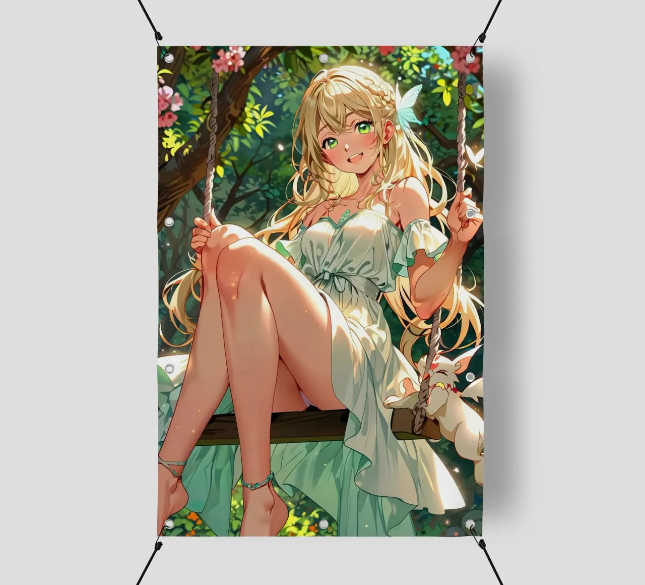 Ragazza Anime sull'altalena telo in pvc da 🎁 ARTVI-SHOP