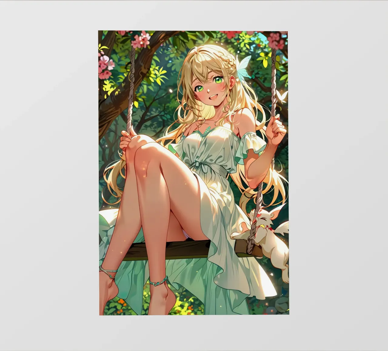 Ragazza Anime sull'altalena telo in pvc da 🎁 ARTVI-SHOP