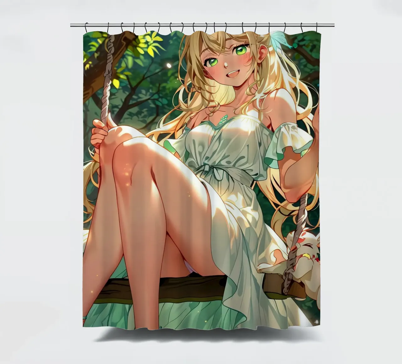 Anime Girl on Swing shower curtain by 🎁 ARTVI-SHOP