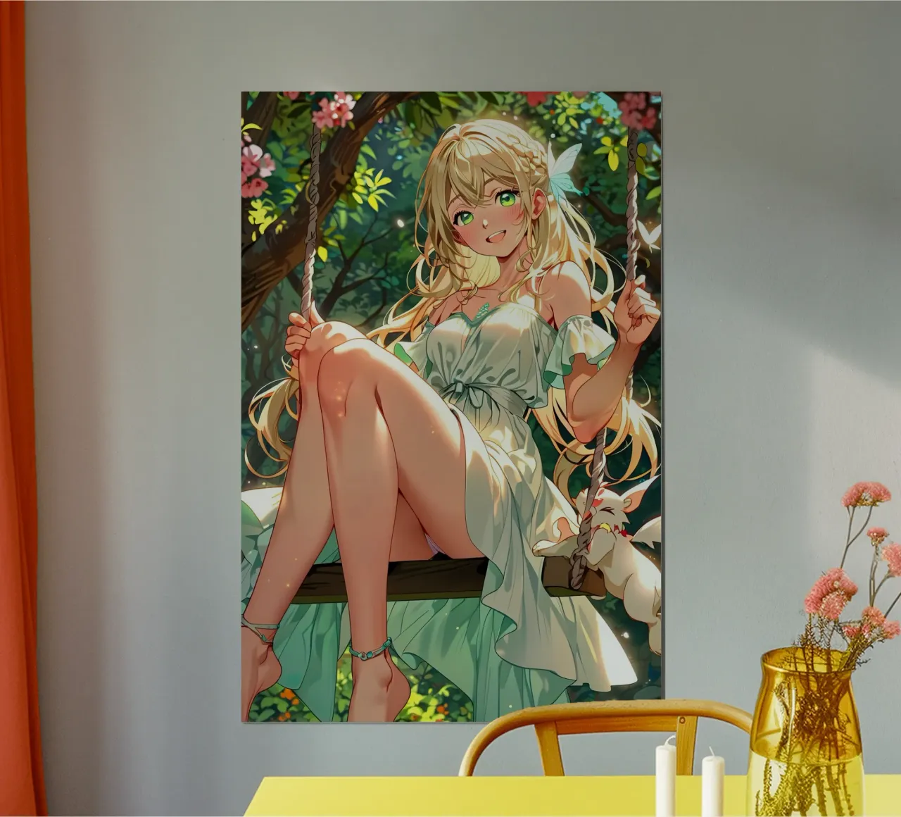 Ragazza Anime sull'altalena poster da 🎁 ARTVI-SHOP