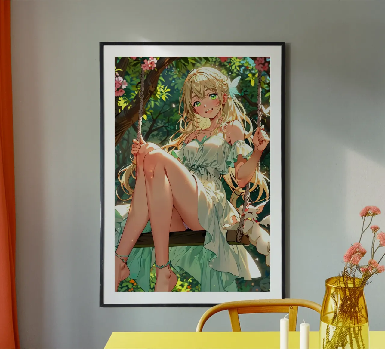Ragazza Anime sull'altalena poster da 🎁 ARTVI-SHOP