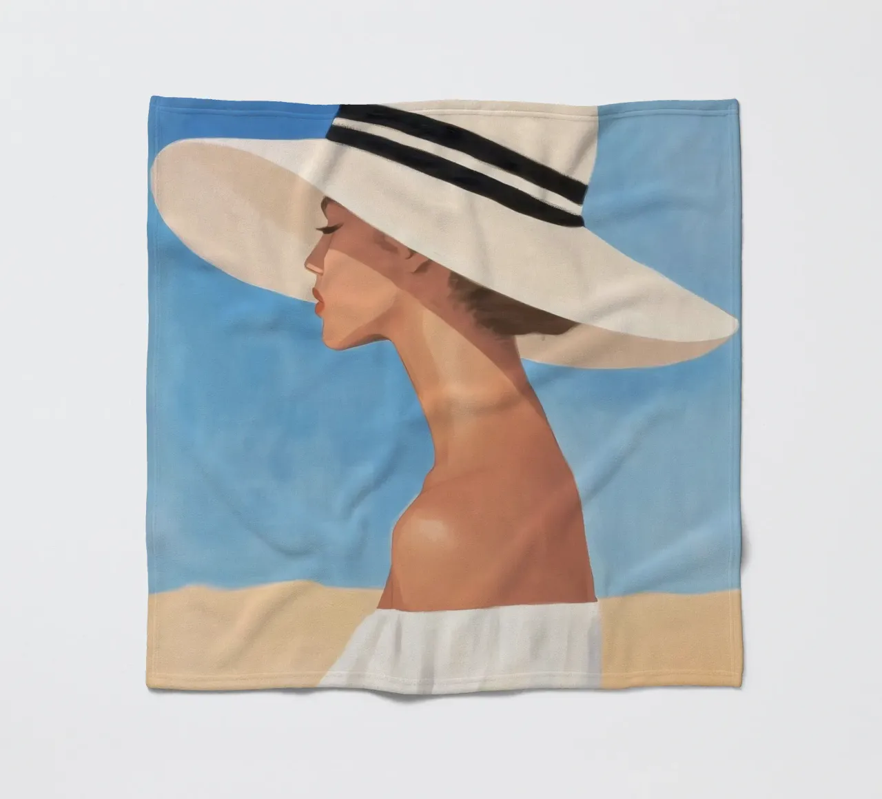 Donna con cappello a tesa larga coperta in pile da Melloi Art Print