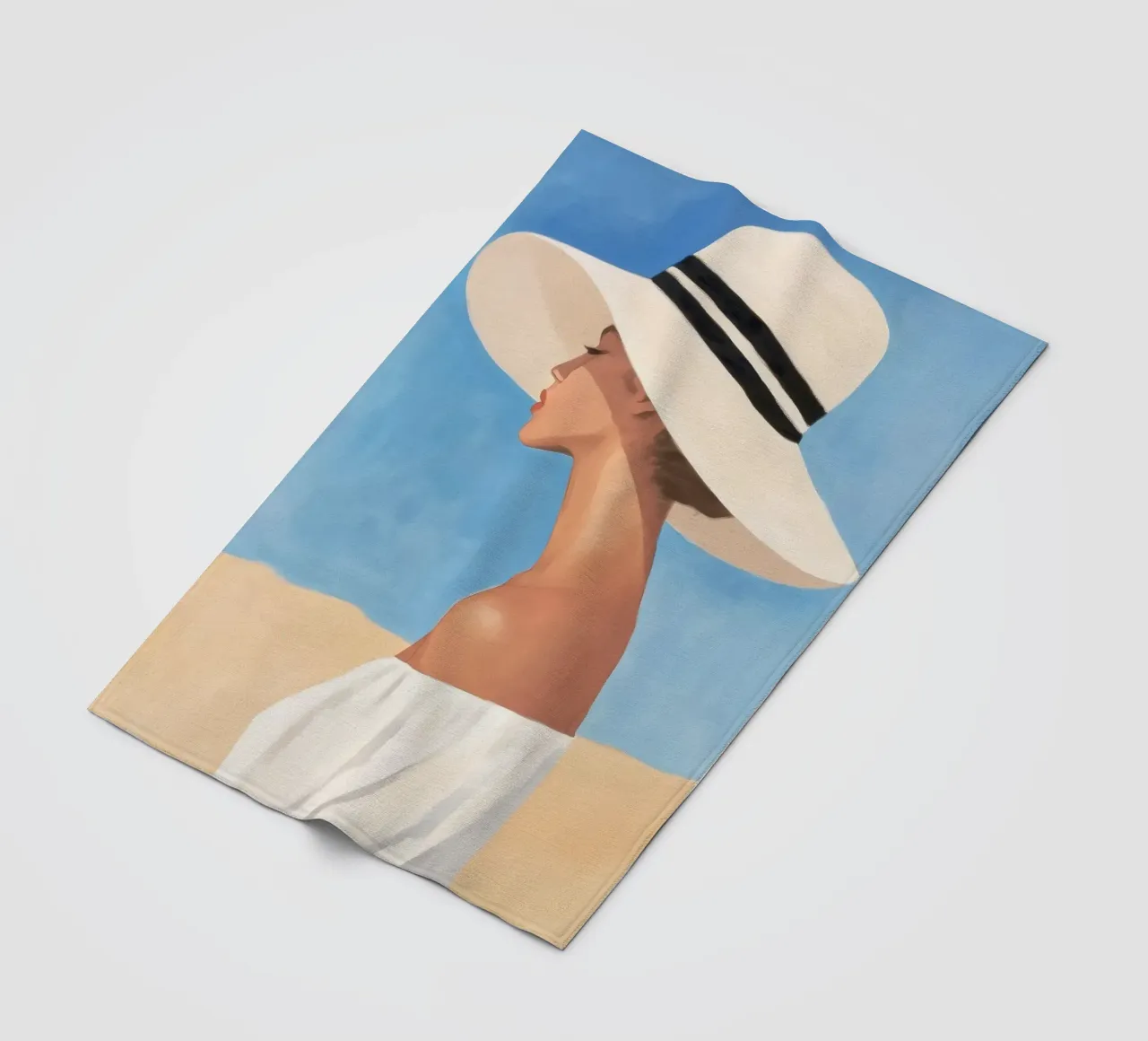 Donna con cappello a tesa larga coperta in pile da Melloi Art Print