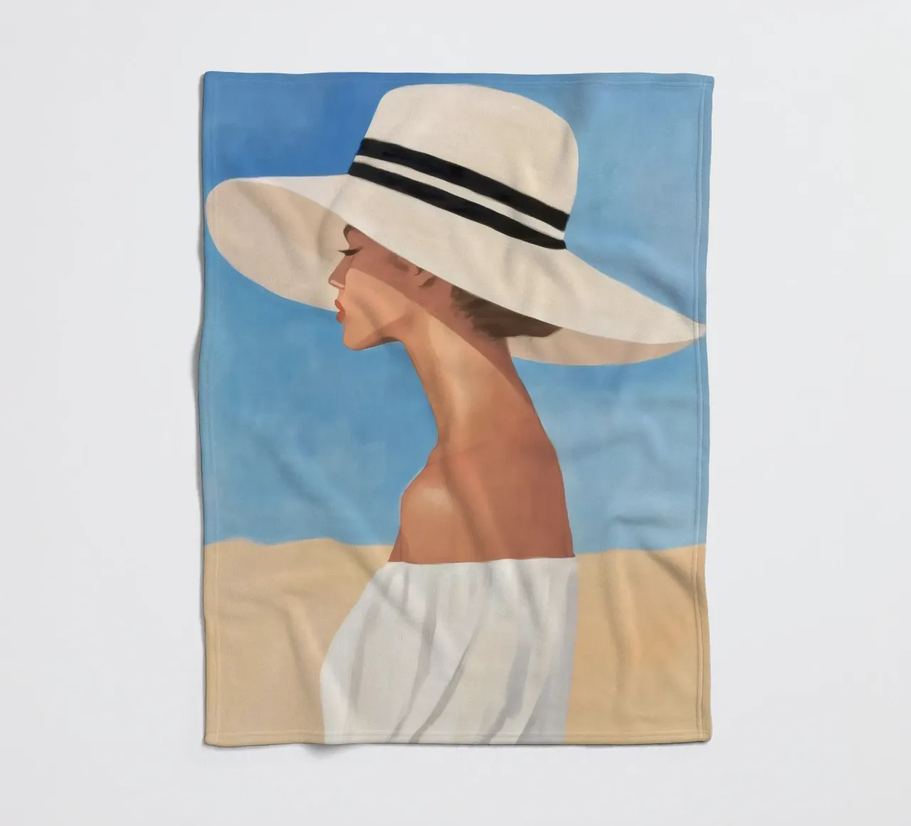 Donna con cappello a tesa larga coperta in pile da Melloi Art Print