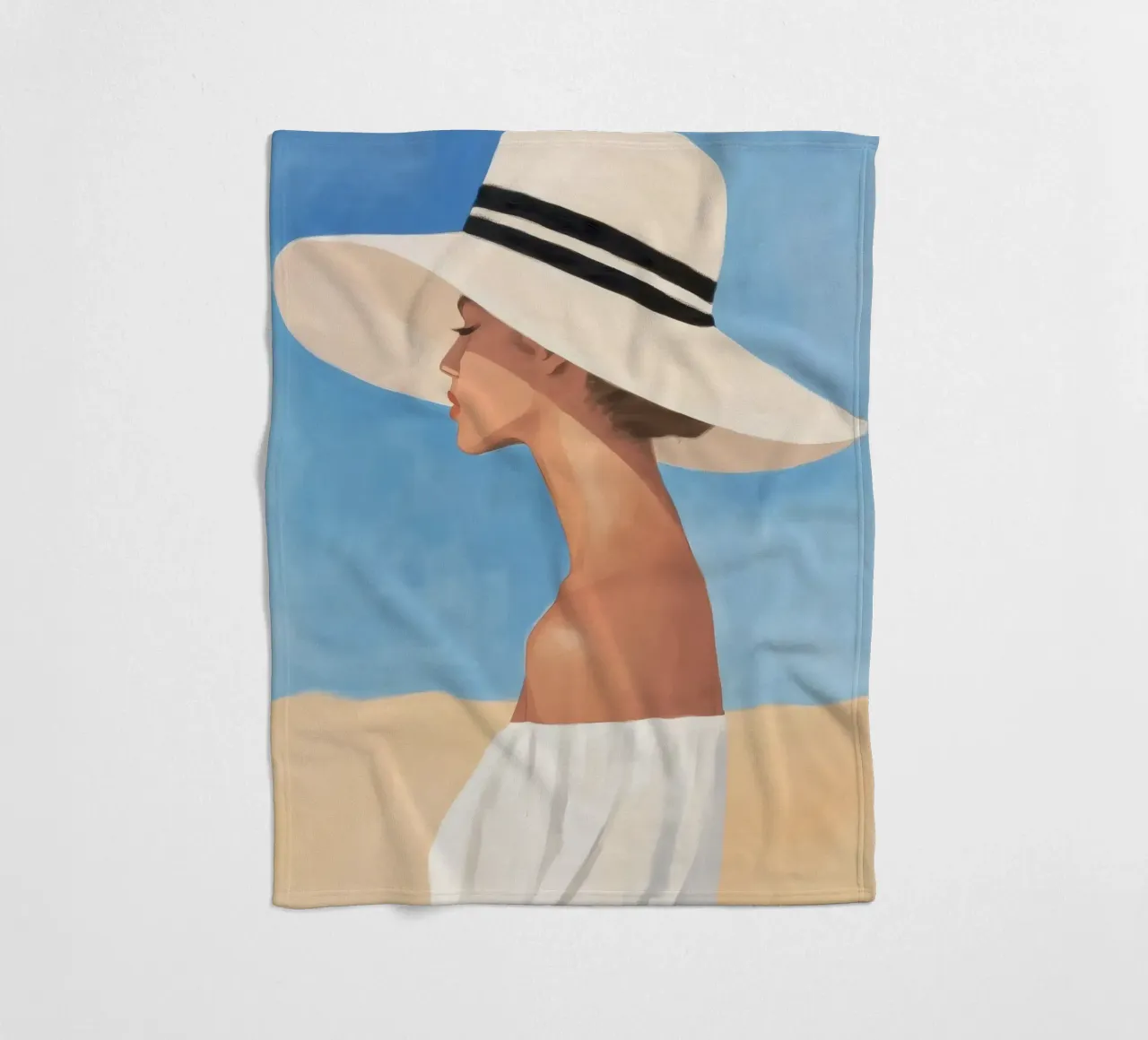 Donna con cappello a tesa larga coperta in pile da Melloi Art Print
