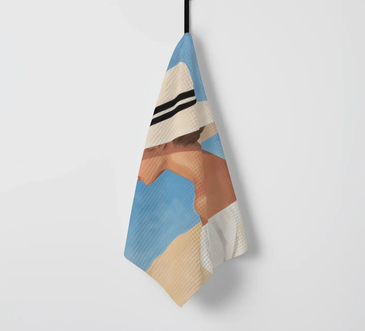 Donna con cappello a tesa larga canovaccio da cucina da Melloi Art Print