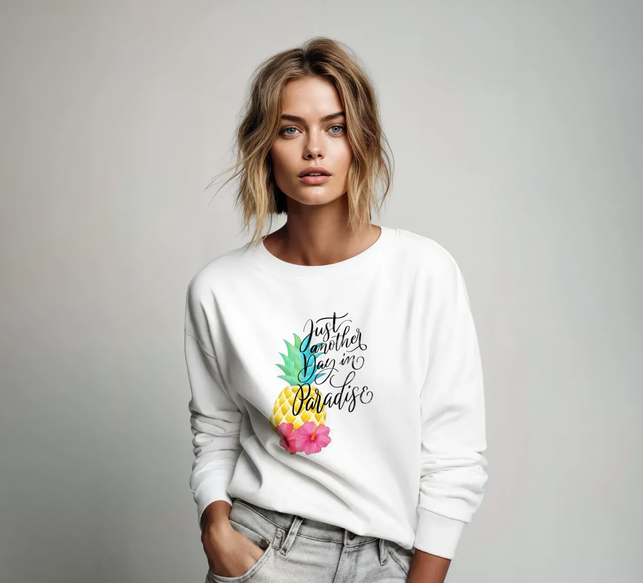 Gewoon een andere dag in het paradijs. Good Vibes Zitat. Belettering. sweatshirt van CalliLetters