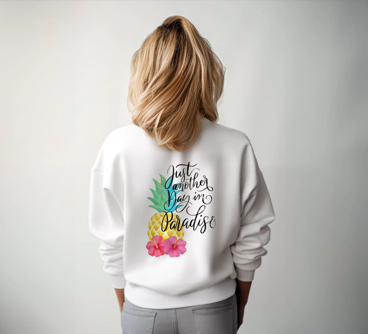 Un día más en el paraíso. Good Vibes Zitat. Lettering. sudadera de CalliLetters