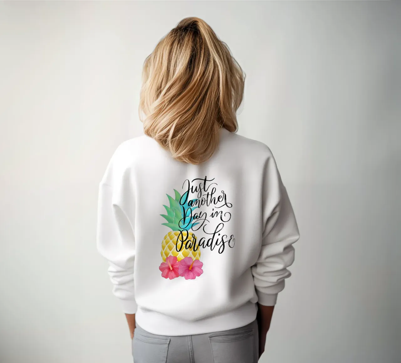 Gewoon een andere dag in het paradijs. Good Vibes Zitat. Belettering. sweatshirt van CalliLetters