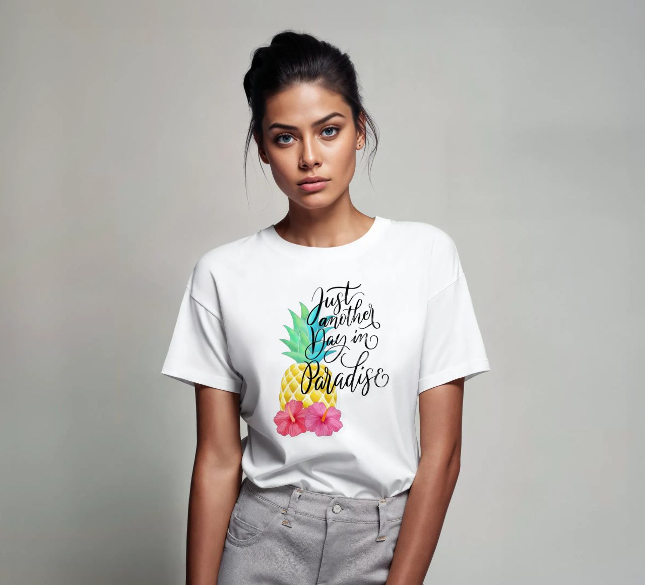 Un día más en el paraíso. Good Vibes Zitat. Lettering. camiseta de CalliLetters