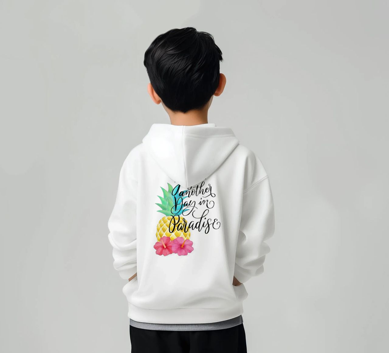 Un día más en el paraíso. Good Vibes Zitat. Lettering. sudadera con capucha para niño de CalliLetters