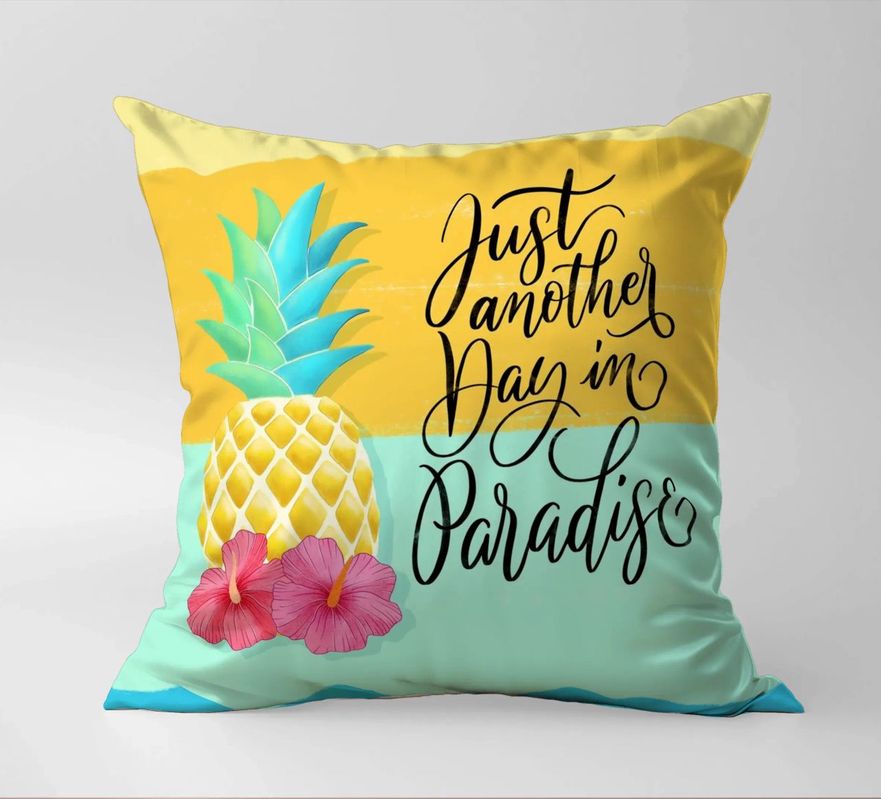 Just Another Day in Paradise. Good Vibes Zitat. Lettering. decorative cushion by CalliLetters