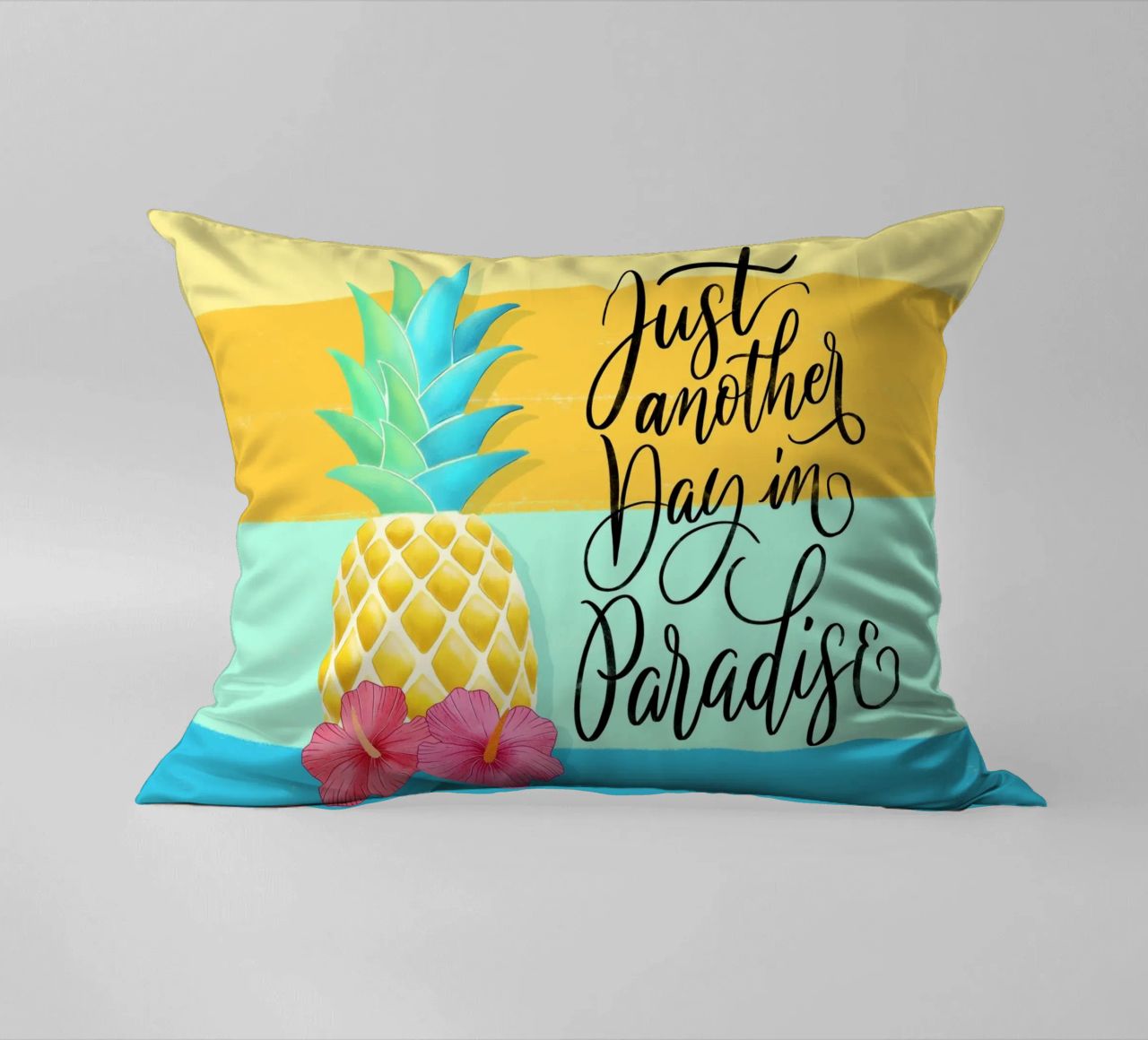 Just Another Day in Paradise. Good Vibes Zitat. Lettering. decorative cushion by CalliLetters