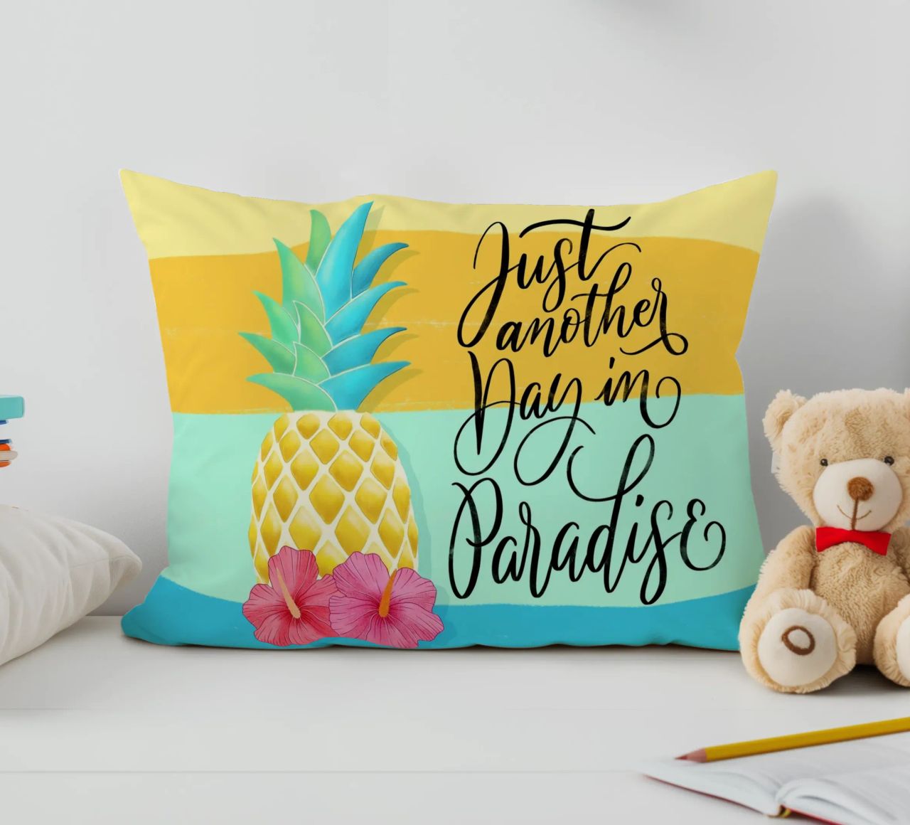 Just Another Day in Paradise. Good Vibes Zitat. Lettering. decorative cushion by CalliLetters