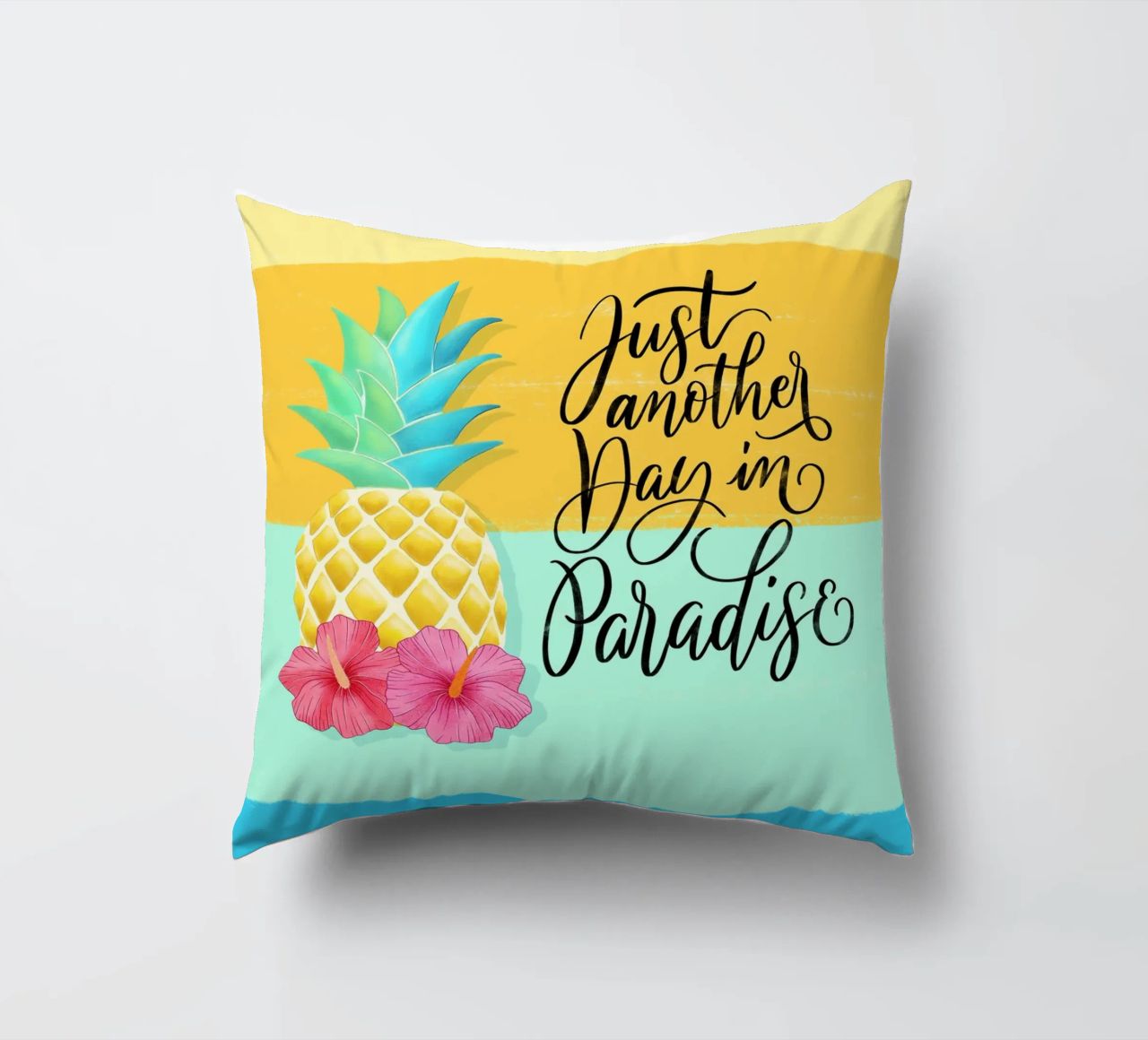 Just Another Day in Paradise. Good Vibes Zitat. Lettering. decorative cushion by CalliLetters