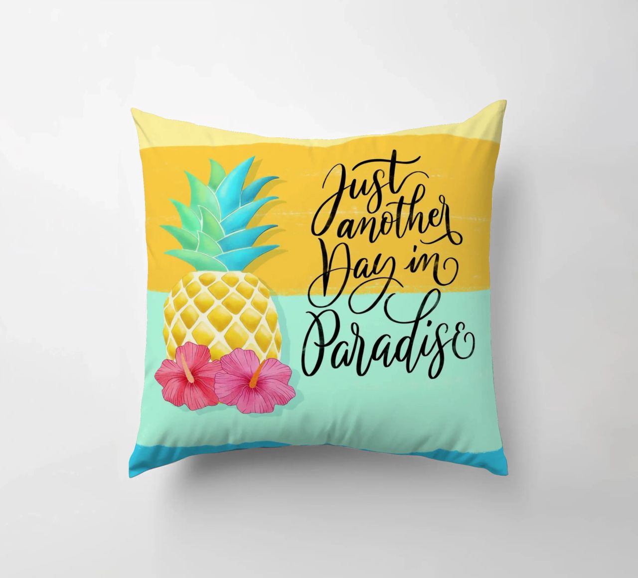 Just Another Day in Paradise. Good Vibes Zitat. Lettering. decorative cushion by CalliLetters