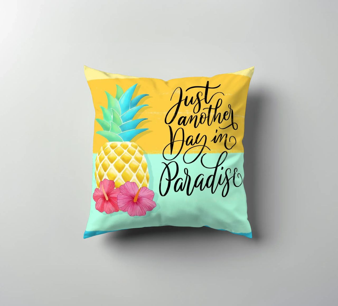 Just Another Day in Paradise. Good Vibes Zitat. Lettering. decorative cushion by CalliLetters