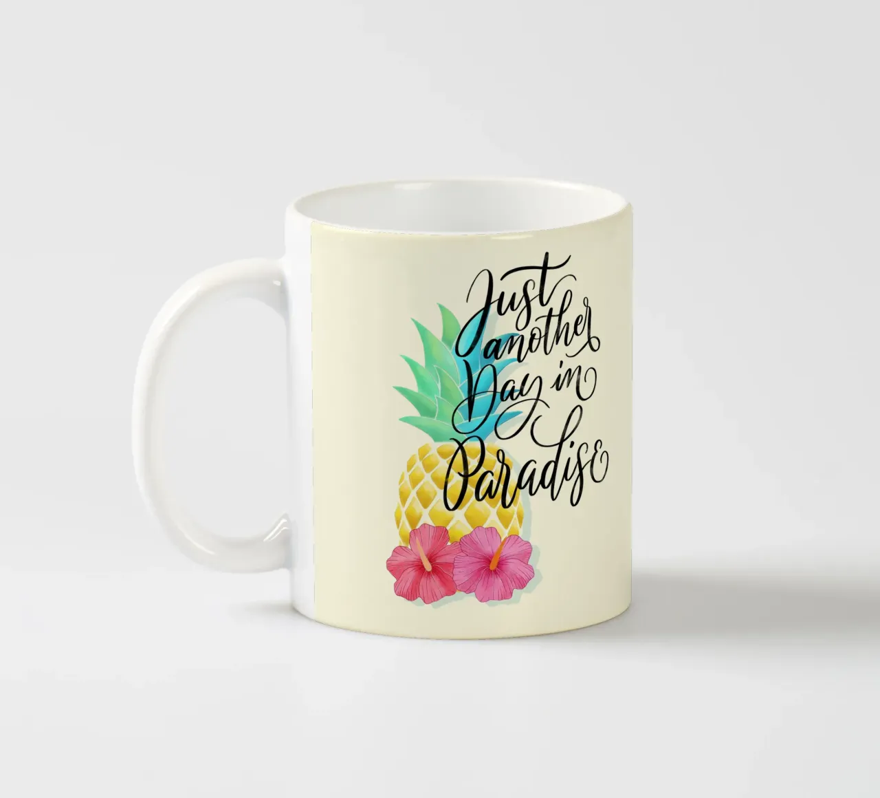 Just Another Day in Paradise. Good Vibes Zitat. Lettering. ceramic mug by CalliLetters
