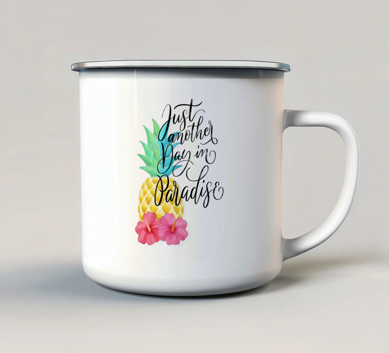 Un altro giorno in paradiso. Good Vibes Zitat. Lettering. tazza in smalto da CalliLetters
