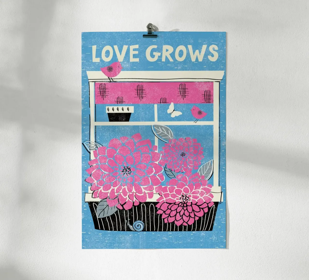 Love Grows poster con telaio in alluminio da Rocket68