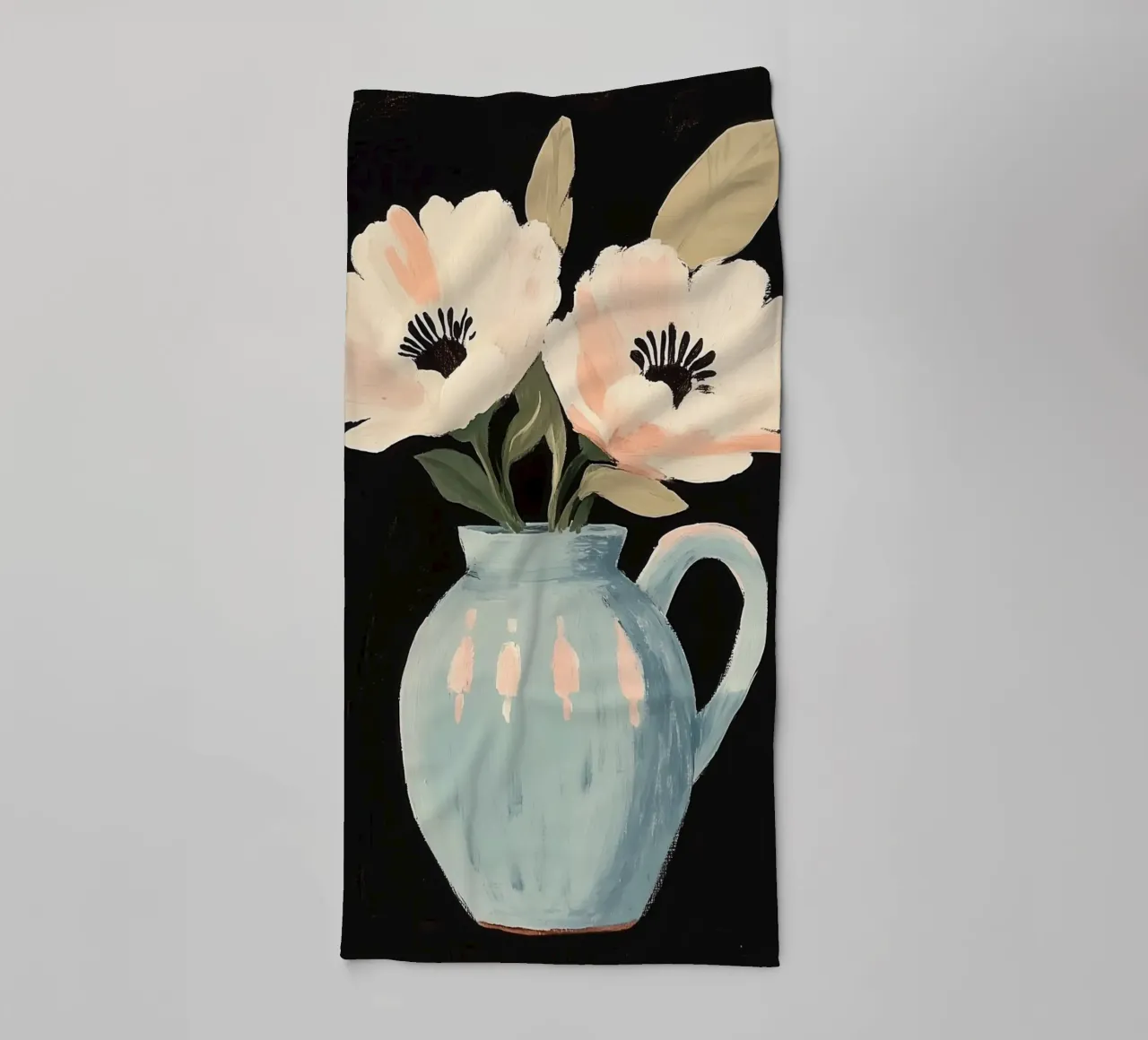Peinture florale dans un vase bleu serviette de bain de Melloi Art Print