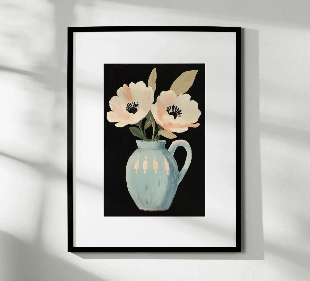 Floral Painting in Blue Vase poster with aluminum frame by Melloi Art Print