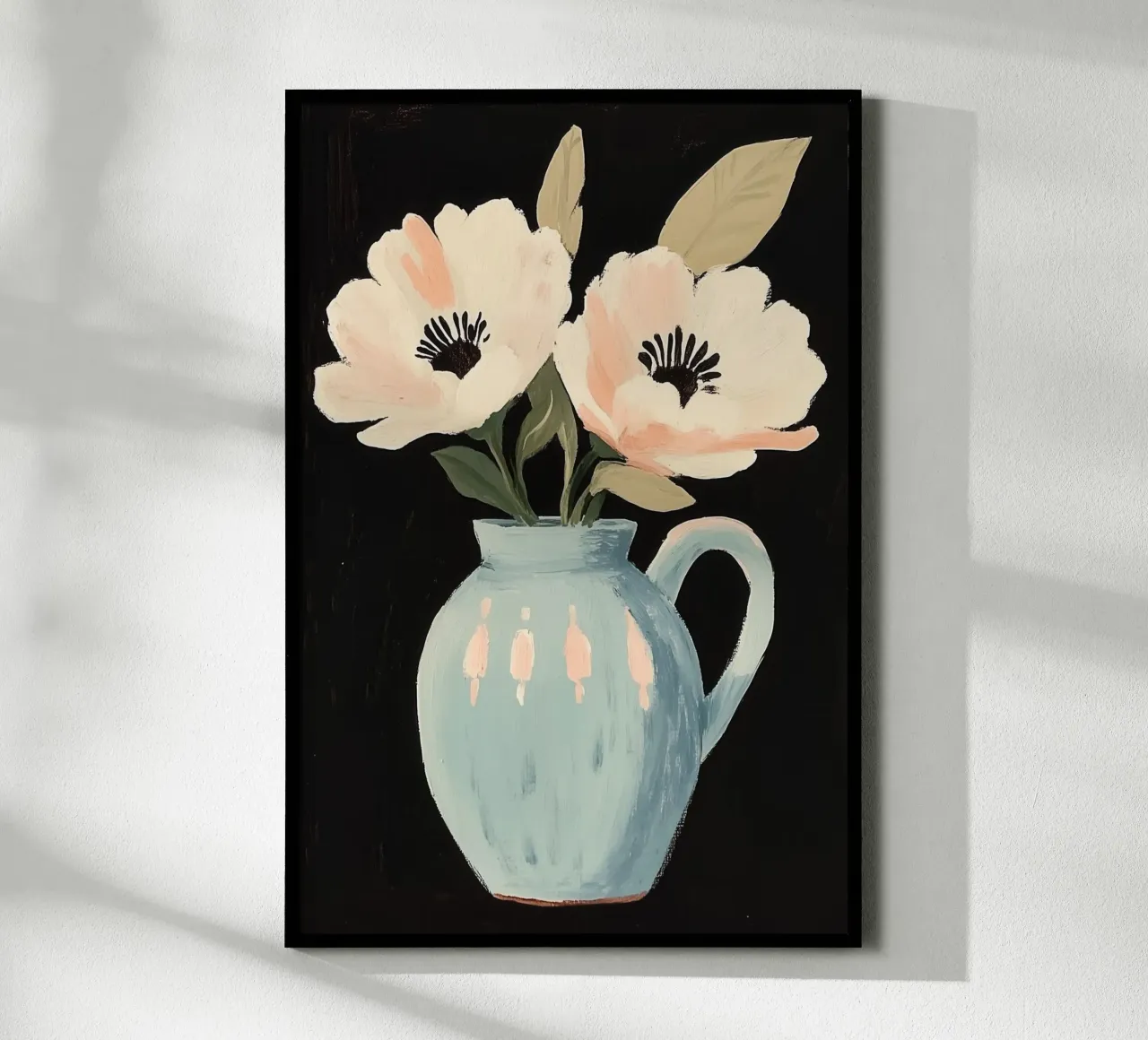 Floral Painting in Blue Vase poster with aluminum frame by Melloi Art Print