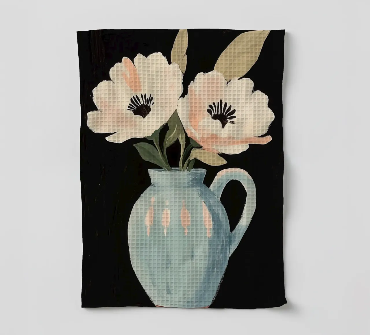 Peinture florale dans un vase bleu torchon de Melloi Art Print