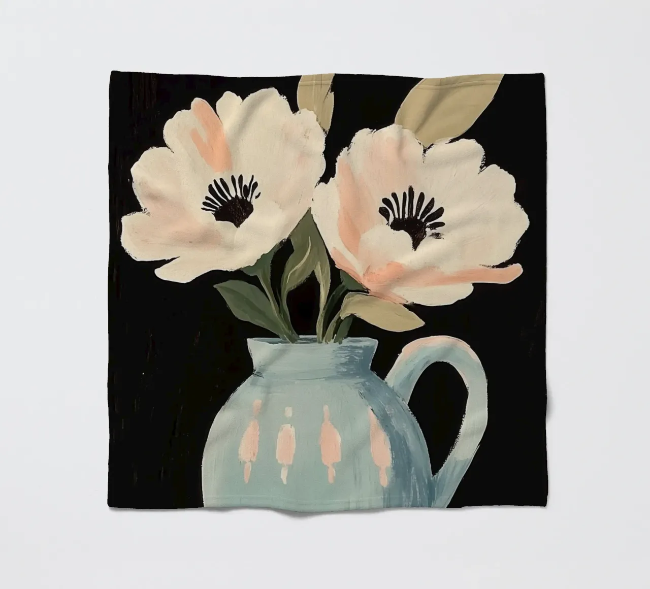 Blumengemälde in blauer Vase Fleecedecke von Melloi Art Print