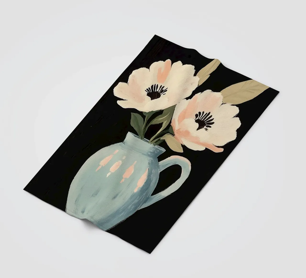 Blumengemälde in blauer Vase Fleecedecke von Melloi Art Print