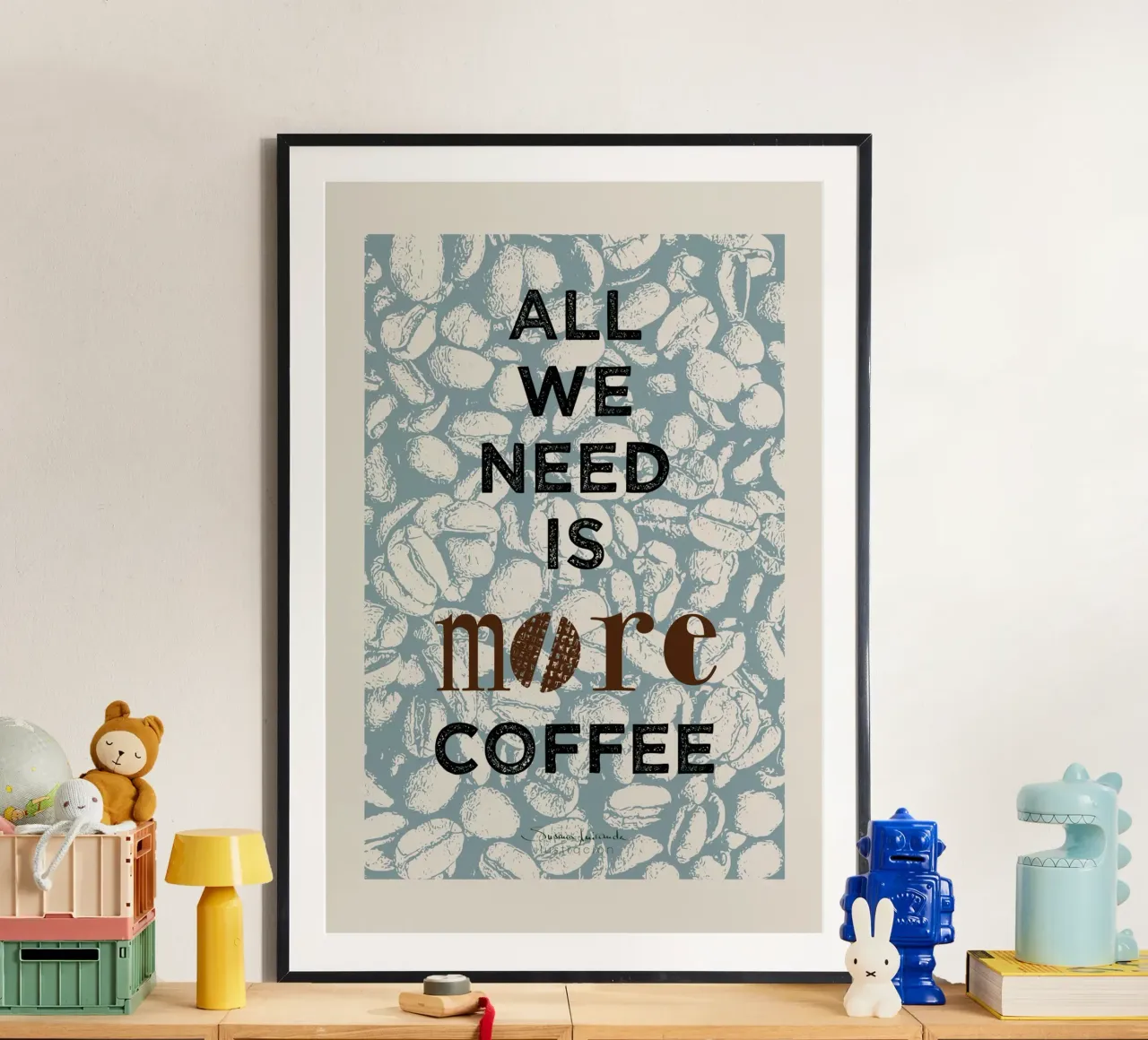Tout ce dont nous avons besoin, c'est de plus de café - coffee art print hahnemühle de Art by Susana Miranda ilustración
